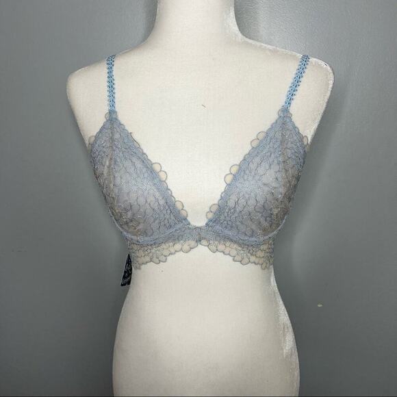Free People Size 32D Lucia Lace Convertible Underwire Lightly Lined Bra Blue NEW - Picture 6 of 8